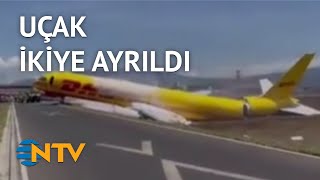  Acil Iniş Yapan Kargo Uçağı Ikiye Bölündü