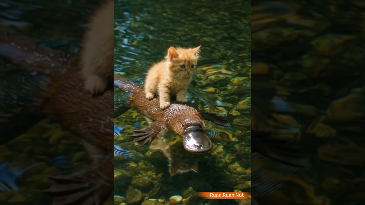 🐱Kitten and Platypus' Water Adventure, the Water-Fearing Kitten 