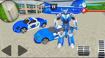 US Police Car Robot Transform Airplane Helicopter Transport Simulator - Android Gameplay