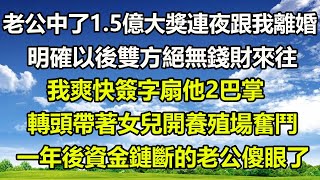 老公中了1.5億大獎連夜跟我離婚明確以後雙方絕無錢財來往我爽快簽字扇他2巴掌轉頭帶著女兒開養殖場奮鬥一年後資金鏈斷的老公傻眼了 #橙子的小说