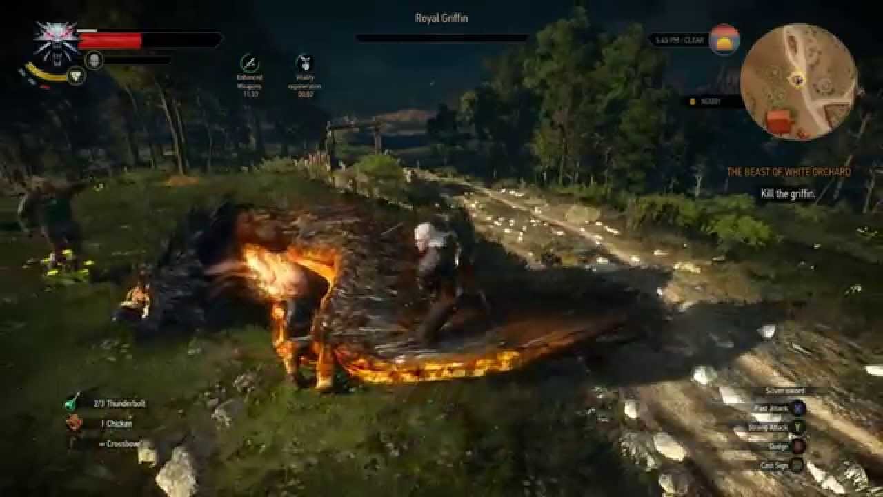 The Witcher 3 Wild Hunt - Killing the Griffin Gameplay Walkthrough - PC