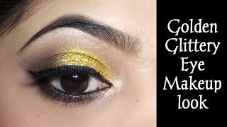 Classic Golden glittery Eye Makeup | Nisha Tutorials screenshot 2