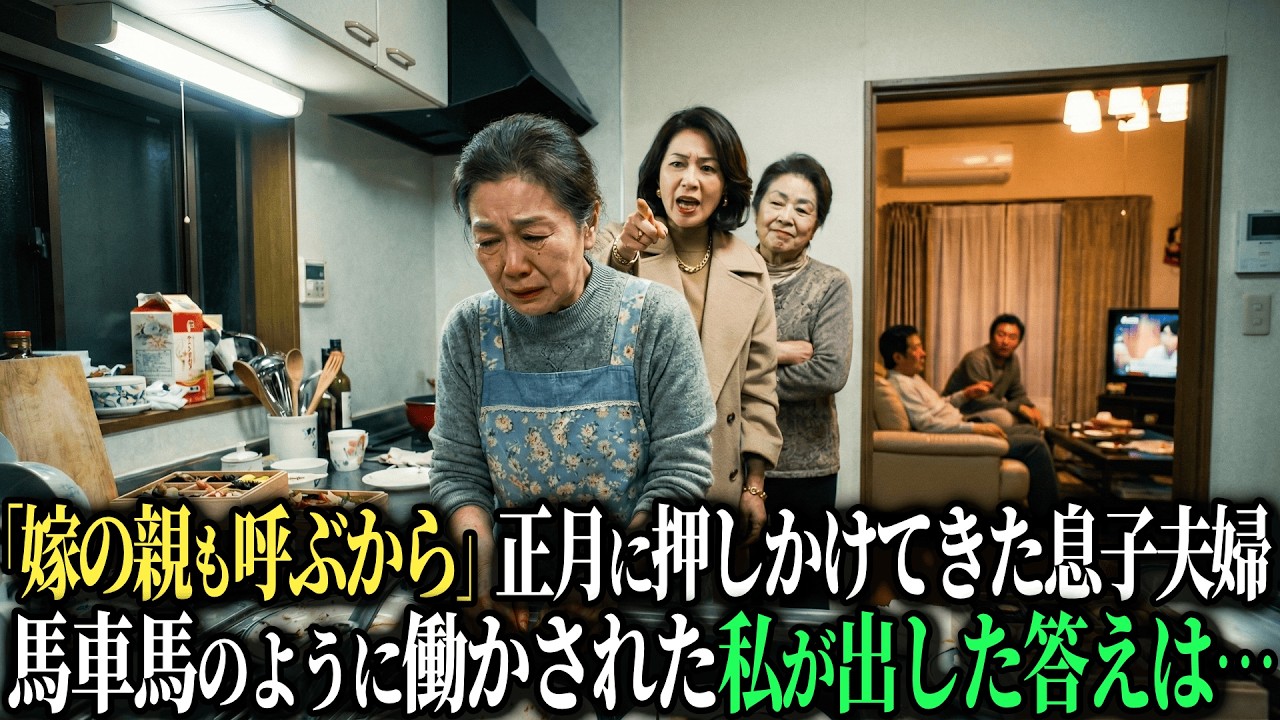 「正月は嫁の親も呼ぶから」正月に嫁両親を連れて泊まりに来る息子夫婦。馬車馬のようにコキ使われ、お金は全て私持ち→最終日、私が選んだ選択で全員が震えあがる・・・【シニアのスカッと朗読】【老後の知恵】