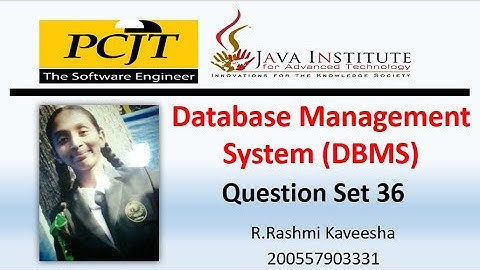 Java Institute || Database Management System(DBMS) || Question set 36