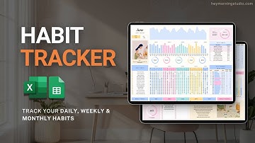 Habit Tracker Spreadsheet - Daily, Weekly & Monthly Habits - ADHD Daily Routine Productivity Planner