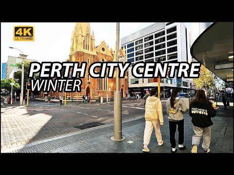 Walking Tour: PERTH CITY CBD, AUSTRALIA - WINTER (TRAVEL VLOG 4K with Captions)