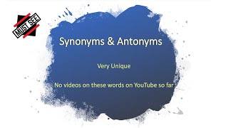 Unique Collection of Synonyms & Antonyms English Grammar