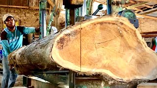 Super teak sawmill that shows beauty! The process of making a beautiful and uniq house board