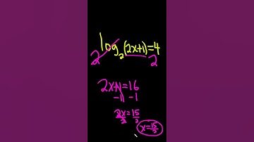 Learn How to Solve an Equation with a Log Base 2: log_2(2x + 1) = 4 #shorts