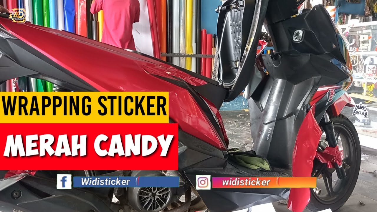 STIKER MOTOR BEAT || PASANG SKOTLET MOTOR HONDA BEAT FULL BODY MERAH CANDY