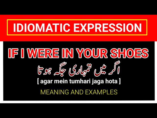 If I Were In Your Shoes Meaning and Examples With Urdu Hindi