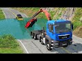 Cars, Mixer Truck, Crane Truck Vs Deep Water - BeamNG.Drive