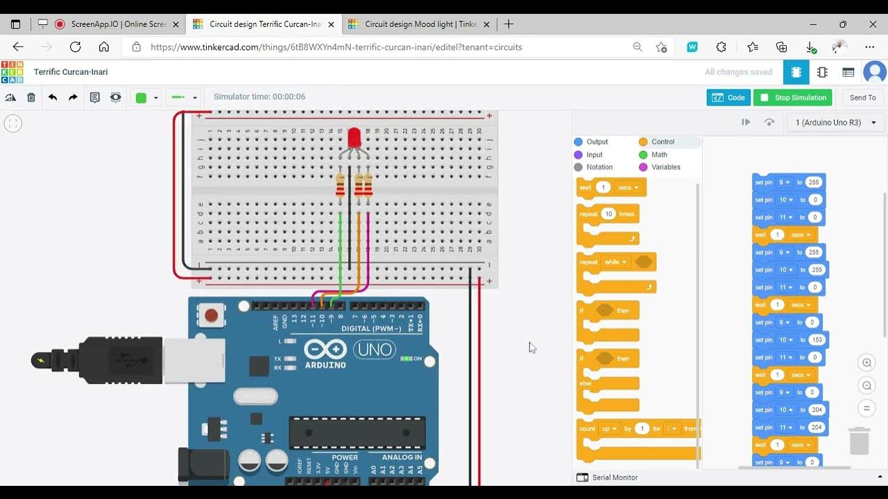 How to make mood light in tinkercad with code - YouTube