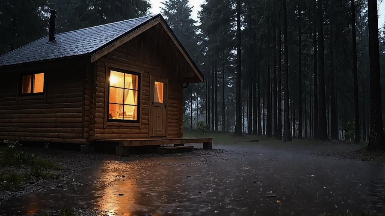 Quiet Rain at a Forest Cabin for Sleep & Focus (8 Hours)