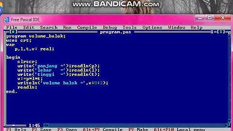 Menghitung Volume Balok Menggunakan Aplikasi PASCAL
