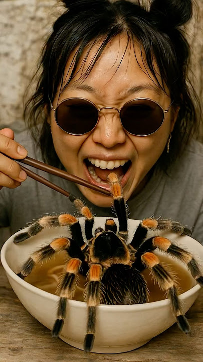 Would you eat tarantula 🕷️ spiders if they tasted like ramen?  🧐 #tarantula #spider #ai #shorts