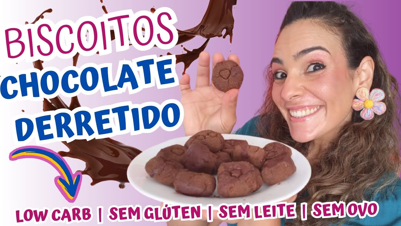 Biscoitos Com Chocolate Derretido Low Carb Sem Glúten Sem leite Sem Ovos Para Diabéticos E Alérgicos