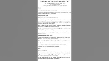 Rajasthan PSC Syllabus for ACP And Programmer 2011 ACP Dy  Director Exam