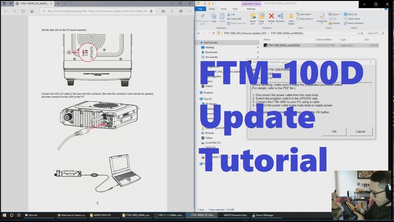 How to update Yaesu FTM-100D MAIN PANEL and DSP - YouTube