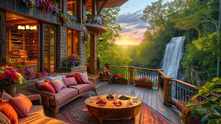 Cozy Morning Porch Ambience in the Spring  Relaxing Jazz Music Instrumental For Relax, Work