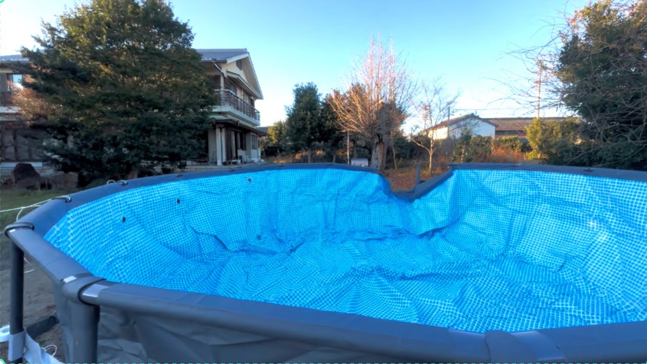 鯉の運搬に A huge handmade pool has been completed!!! - YouTube