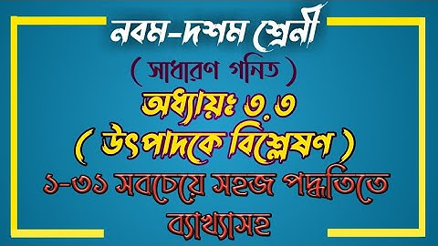 Class 9-10 Math Chapter 3.3 || নবম-দশম গনিত অনুশীলনী ৩.৩ || উৎপাদকে বিশ্লেষণ || Noor Hossain ||