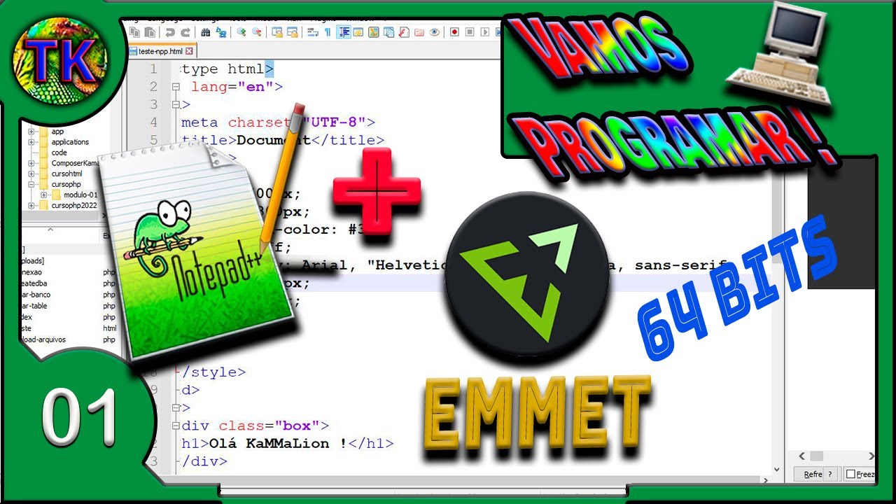Emmet 64Bits no NotePad ++ PROGRAMAÇÃO = Como INSTALAR e Configurar ...
