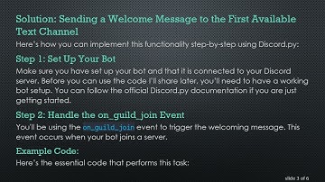 How to Send a Welcome Message in the First Text Channel Using Discord.py