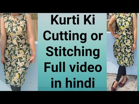 Sleeves less kurta cutting and stiching full tutorial with all tips  /designer neckline /step by step - YouTube