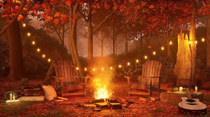 Cozy Fireplace in the Autumn Forest - Cozy Fall Am...