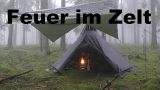Waldübernachtung bei Nebel und Regen/Hobo Feuer im Zelt/Bushcraft