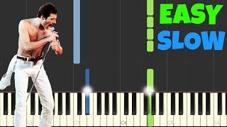 Video thumbnail of "Bohemian Rhapsody - Queen [SLOW Easy Piano Tutorial] (Synthesia/Sheet Music)"