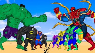 Team HULK, VENOM, SUPERMAN, BATMAN vs IRON SPIDERMAN COLOR : Evolution Mystery  SUPER HEROES MOVIE