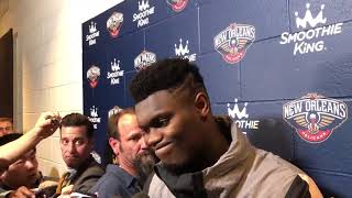 Zion Williamson gives his thoughts on Kobe Bryant’s passing | Pelicans vs Celtics