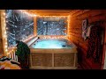 Relaxing Spa Ambience in front of snowy forest - ASMR - Soothing Jacuzzi sounds Bubbles