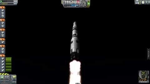 2 of 6, Kerpollo Mk 3 Main stage separation, Launch Escape System removal, and second stage firing.