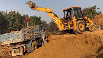 Loading Soil Big Tripper Dump / JCB Backhoe 3DX Best Operator