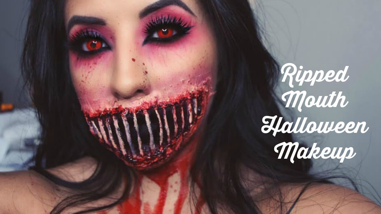 Sætte godtgørelse bibliotek Ripped Mouth Halloween Makeup - YouTube