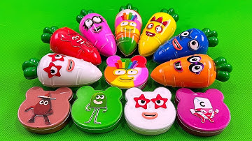 Carrot Rainbow SLIME: Cleaning Numberblocks Bear Shapes with CLAY Coloring! Satisfying Videos, ASMR