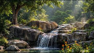 Cascading Water Sounds & Soft Piano 🌙 Fall Asleep to Nature's Tranquility