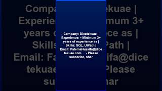 RPA UiPath Developer Role@Dicetekuae#JobAlert #Jobs #trending #trendingshorts #viralshorts