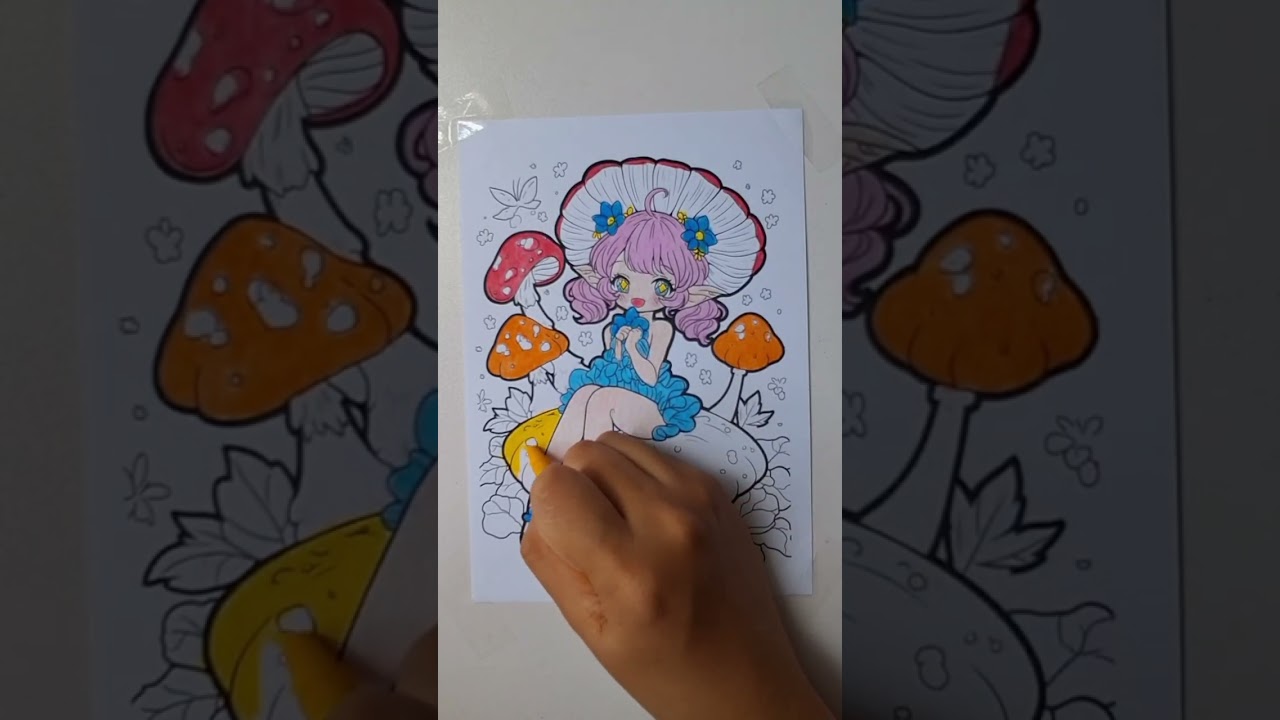 Tô màu tranh Cô gái nấm | Thế giới sắc màu