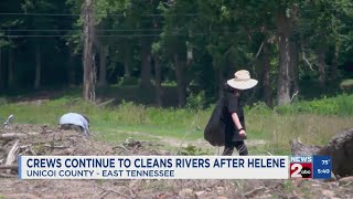 Crews continue to clean rivers after Hurricane Helene