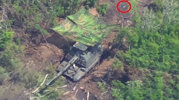 Hiding 2S19 Msta-S Explode After Drone Strike