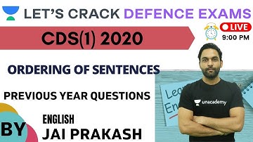 English Ordering of Sentences (Previous Questions Solved) | Target CDS(1) 2020-2021 | Jai Prakash