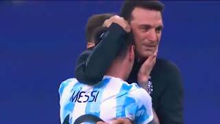 Messi Celebrate&#39;s With The Argentina Coach After Copa America Win