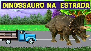 História com Dinossauro na Estrada e o Fazendeiro