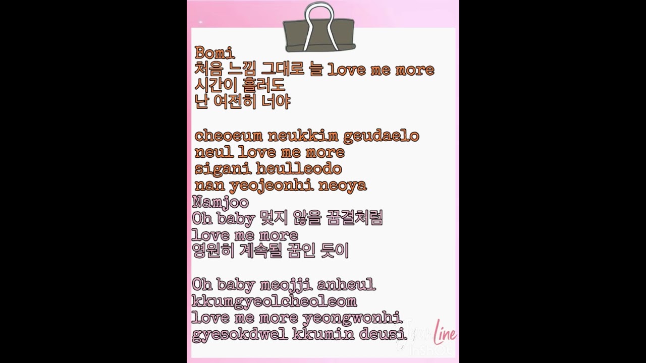 Apink(에이핑크)'Love Me More' M/V Lyrics coded color / video en mi canal 
