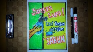 Cara Membuat Poster Kesehatan, Cuci Tangan Dengan Sabun