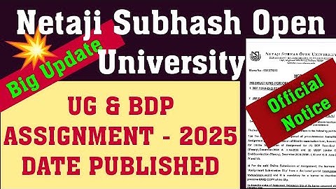 NSOU UG ASSIGNMENT 2025 |nsou ug & bdp assignment date 2025 |nsou ug assignment date 2025 published 